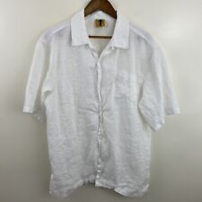 Steve Harvey Linen Shirt Mens L White Short Sleeve Button Classic picture