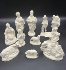 Vtg Ivory Bisque Ceramic Nativity Set Lot of 11 From Atlantic Mold No Baby Jesus picture