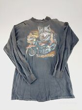 Vintage 1989 Harley Davidson Survivors Motorcycle 3D Emblem Shirt Wolf Medium picture