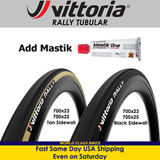 Vittoria Rally Tubular Tires 700x23, 25 Black or Tan Add Mastik One Tubular Glue picture