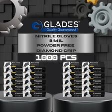 GLADES™ BLACK HEAVY DUTY NITRILE GLOVES 8MIL INDUSTRIAL MECHANIC LARGE 1000 PCS picture