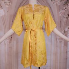 Vintage 1940s 1930  Japanese Chinese Silk Yellow Dress Dressing Gown Phoenix WW2 picture