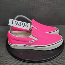 Vans Asher Shoes Womens Sz 7.5 Pink White Canvas Slip On Sneakers Trainers picture