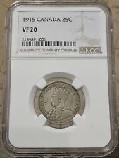 1915 Canada 25 Cents Silver Coin NGC VF20 picture