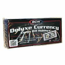 50 LARGE BCW DELUXE PVC CURRENCY SLEEVE BILL HOLDERS PAPER MONEY SEMI RIGID picture
