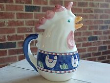 VTG Giovanni VIETRI Handpainted ROOSTER CHICKEN Figural PITCHER Italy CAMPAGNA picture