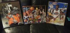 Vintage Lot Of 3 Space Jam Looney Toons Michael Framed Art 17x21 (1) 16×20 (2&3) picture