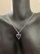 Brighton Dazzling Love Heart Blue & Silver Petite Necklace JM511B NWT picture