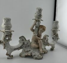 Vintage Crown Regal Porcelain Cherub   Candlestick Holder Made In Romania picture