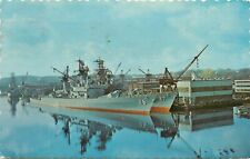 Bath Iron Works Bath Maine Battleships Naval Ship Kennebec River 1965 Postcard picture