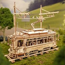 ROKR Classic City Tram Car 3D Wooden Puzzle Decor Kit Adult Xmas Gift Toys LK801 picture