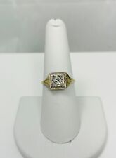 Early 1900s 14k Two Tone Gold European Diamond Engagement Ring (7334) picture