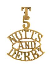 T.5 Notts And Derby Shoulder Title Brass Metal picture