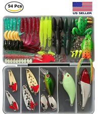 94 pcs Fishing Lures Lot Accessories kit Worm Frog Hook Sinker Bass Baits Tackle picture