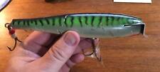 Vintage Stan Gibbs Large Wood Fishing Lure Green Striped GTS 2 picture