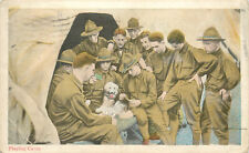 WWI Postcard U.S. Soldiers Playing Cards With Dog Mascot picture