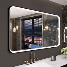 30*48in Matte Black LED Bathroom Mirror Vanity 3 Color Temperature Anti-fog Plug picture
