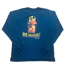 Vtg The Incredibles LS T Shirt Mens L Black 90s Disney Movie Promo Cartoon Hero picture