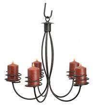 5 ARM WROUGHT IRON PILLAR CANDLE CHANDELIER Amish Handmade Colonial Candelabra picture