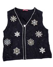 Black - Vintage UGLY Christmas Sweater Vest - LADIES - SMALL picture