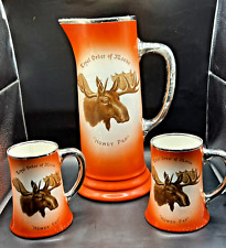 Antique LOYAL ORDER Of MOOSE  Pitcher & 2mugs  Lodge ,1920s . Very Rare. picture