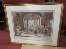Pair Early Antique Italian Hand Colored Classical Prints Latin  picture