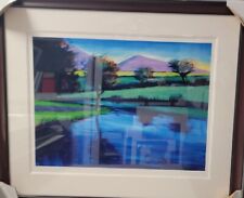 Paul Powis British Hand signed LTD ED print 'Blue River I' Framed Expressionism picture
