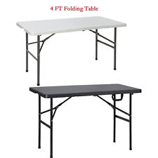 4 FT Folding Table Plastic Portable Tables for Dining Parties Card White/Black picture