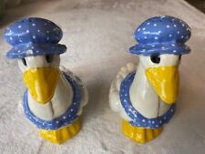 Vintage Duck Geese Salt Pepper Shakers Ceramic Bonnet Scarf Farmhouse Country picture