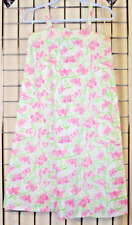 Lilly Pulitzer Liza Dress VTG 70s Pink Butterflies Lace Trim on Green Sz 11 S/M picture