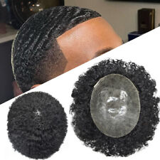 Afro Curl Mens Toupee Poly Skin Hair System Replacement for Men Breathable Holes picture