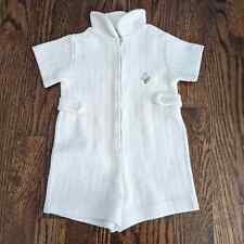 Vintage Baby Boy White Romper Mouse Embroidery Healthtex 18 Months fit 12 Month picture