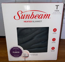Sunbeam Quilted Fleece Electric Heated Warming Blanket Twin Slate Gray LC12 picture