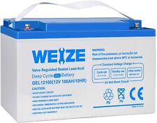 WEIZE 12V 100AH Deep Cycle Gel Battery Rechargeable for Solar, Wind, RV, Camping picture
