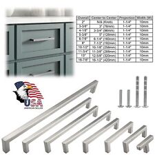 Brushed Nickel Square Kitchen Cabinet Drawer Handles Bar Pulls Stainless Steel picture