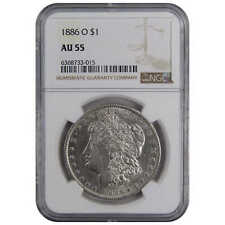 1886 O Morgan Dollar AU 55 NGC 90% Silver US Coin SKU:I2296 picture