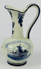 Delft Handpainted Small Bud Vase Creamer Pitcher Blue Holland Windmill 6.75
