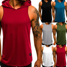 Mens Muscle Fitness Hoodie Tank Tops Gym Workout Sleeveless Loose Vest T-shirts picture
