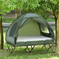 Outsunny Portable Folding Outdoor Elevated Camp Cot Tent Combo Camping Bed picture