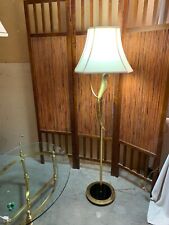BRASS FLOOR LAMP WITH PERCHED BIRD picture