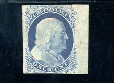 USAstamps Unused FVF US 1851 Franklin Imperforate Scott 9 MLH OG +Cert SCV $725+ picture