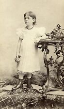 larger size, pretty girl w flowers, antique Cabinet Card, 1890's Vienna picture