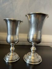 Antique Set Of 2 Sterling Silver 1920s Judaica Kiddush Cup  187g picture