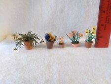 5 Vintage Artisan Dollhouse Miniature Flower Pots picture