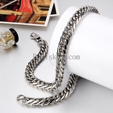 12mm Wide Heavy Large Men's Stainless Steel Necklace Chunky Link Chain 24 Inch picture