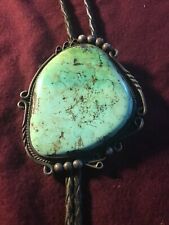 VTG Native American Sterling Silver Navajo Turquoise bolo tie#s2192 picture