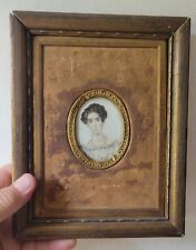 Antique Colonial Miniature Portrait Painting Of Lady Woman Framed picture
