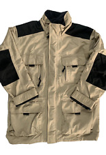Vintage Eddie Bauer Jacket Mens Medium Beige Black Full Zip With Pockets Size M picture