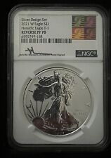 2021 W REVERSE PROOF SILVER EAGLE NGC PF70 JOHN MERCANTI SIGNED FROM DESIGN SET picture