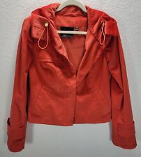 Carlisle Red Corduroy Cropped Jacket Hidden Buttons Cotton Blend Casual Sz 10 picture